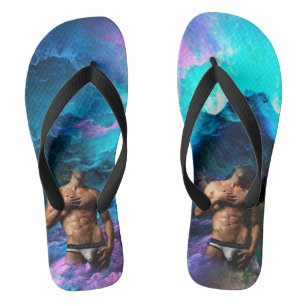 Chinelos SlipperyJoe's cueca masculina musculosa protuberân
