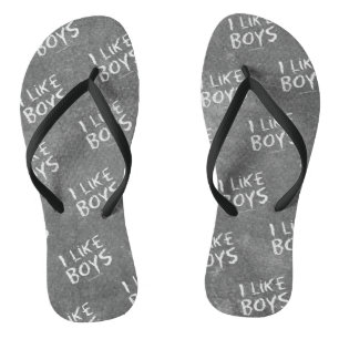Chinelos SlipperyJoe's Eu Gosto de Meninos quadro-negro suj