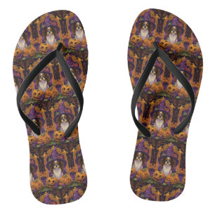 Chinelos Spookan Tibetan Spaniel Cachorro Halloween Pumpkin