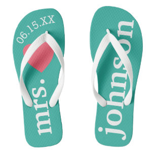 Chinelos Sr. e Sra. Honeymoon Personalizada com Heart