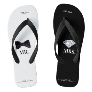 Chinelos Sr. & Sra. Wedding Black & White