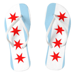 Chinelos Straps delgadas de adultos com bandeira de Chicago