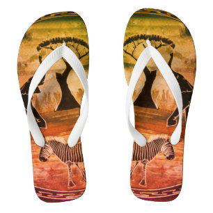 Chinelos Stride com Serengeti: Elefantes e Impressão Zebra