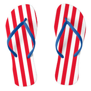 Chinelos Stripes, Vermelho, Branco e Azul Cores DIMINUÍDAS