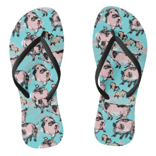 Chinelos Suíno Chinês Ano 2019 Desenho Original Blue F-Flop