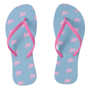 Chinelos Suínos Rosa Voadores Estrelas Mágicas FlipFlops