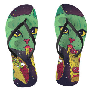 Chinelos Taco e Pizza - Gato do Espaço Cósmico