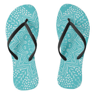 Chinelos Teal Blue Boho Mandala
