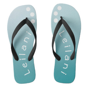 Chinelos Teal de gradiente personalizado com Bolinhas branc