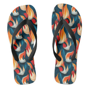 Chinelos Tecido Flame   Padrão De Repetição Vermelho E Azul