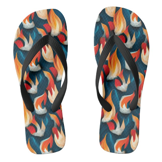 Chinelos Tecido Flame | Padrão De Repetição Vermelho E Azul (Pé da cama)