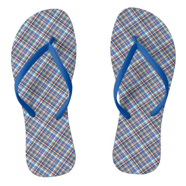 Chinelos Tecido Xadrez Impresso Cinza Azul (Pé da cama)