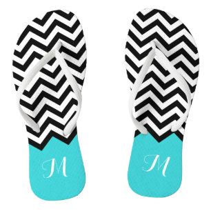 Chinelos Tendência Chevron Zigzag Monograma Na moda Aqua V