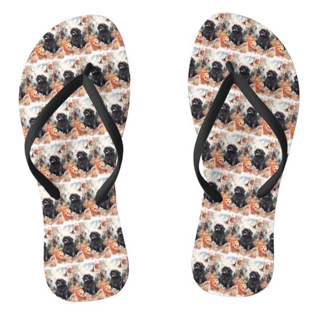 Chinelos Terra Nova do Halloween com Pumpkins assustado (Pé da cama)