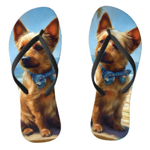 Chinelos Terrier Australiano Na Praia presente de verão par
