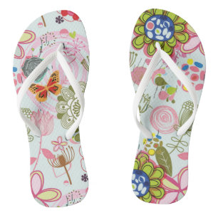 Chinelos Teste padrão floral no estilo retro 2