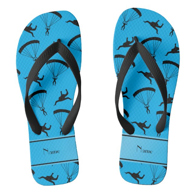 Chinelos Teste padrão skydiving personalizado dos azul-céu (Pé da cama)