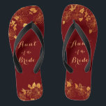 Chinelos Tia da Bride Dark Burgundy e Dourada Folhagem<br><div class="desc">Esta linda tia da Bride, aranha escura e chinelos de folhagem dourada tem um fundo burgundy escuro que é adornada com um intrincado padrão verde floral de ouro e uma personalizável tipografia moderna. A combinação da burgundia rica com o ouro shimmering cria uma estética elegante e luxuosa. É um belo...</div>