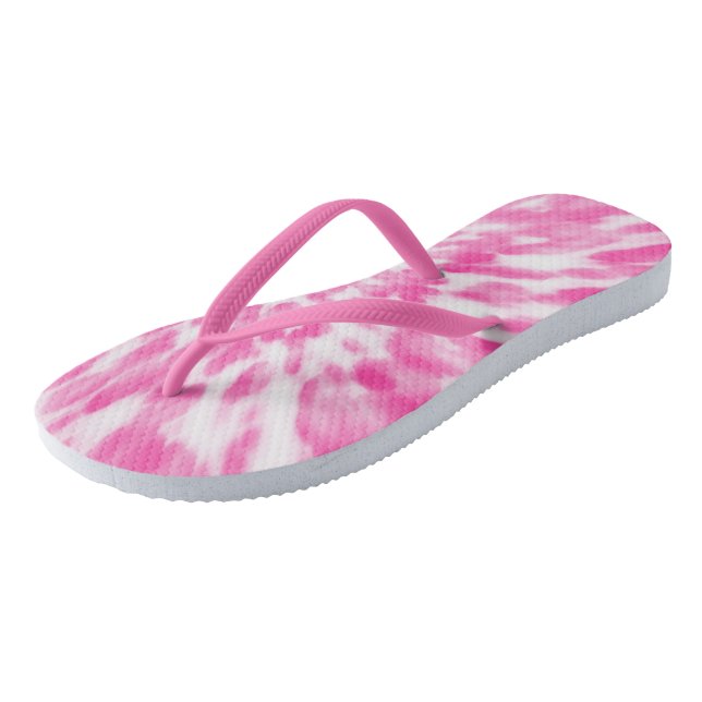 Chinelos Tiedye Rosa e Branco (Inclinado)