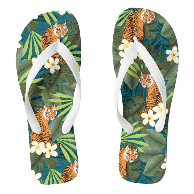 Chinelos Tigre Tropical Havaiana Palm Jungle Teal (Pé da cama)