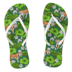 Chinelos Tigres na lagoa branca de lótus