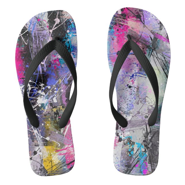 Chinelos Tinta Colorida abstrato Grungente (Pé da cama)