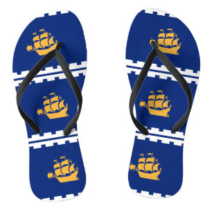 Chinelos Tiras Finas Adultas com Bandeira da Cidade de Queb