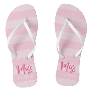 Chinelos Tiras Rosa Personalizam com Nome Miss