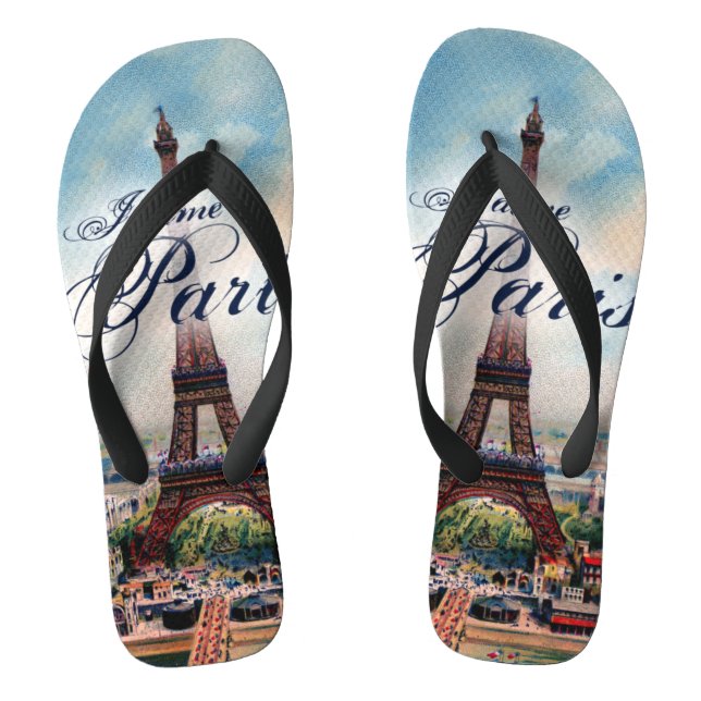 Chinelos Torre Eiffel do vintage (Pé da cama)