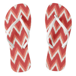 Chinelos Traços Ikat Chevron - Laranja e Branco