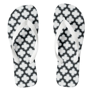 Chinelos Trellis branca e preta, lete, quatrefoil