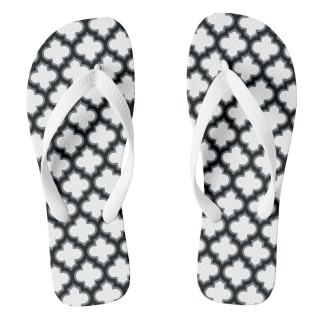 Chinelos Trellis branca e preta, lete, quatrefoil (Pé da cama)