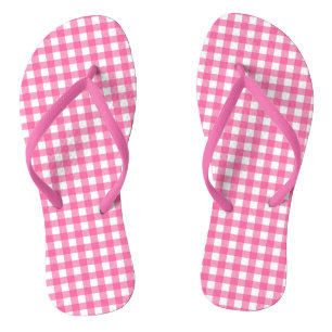 Chinelos Trendy Pink e White Gingham Checkered