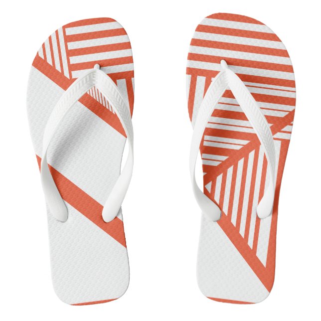 Chinelos Triângulos - Laranja e Branco (Pé da cama)