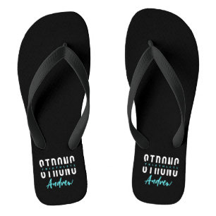 Chinelos Triatleta Inspirador Moderno Nome Preto Branco