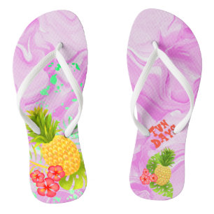 Chinelos Tropicais de Agrosão Rosa de Abacaxi