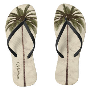 Chinelos Tropical Palm Tree Vintage Elegage Summer
