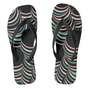 Chinelos Túnel abstrato suga Preto Verde Rosa