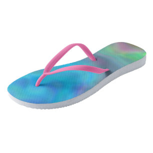 Chinelos Turquesa e Púrpura Abstrato