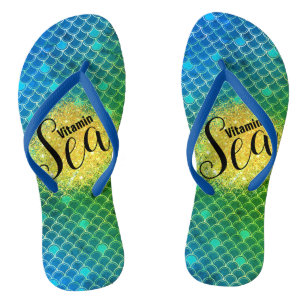 Chinelos Turquesa verde ombre Sereia escala Personalizada
