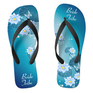 Chinelos Turquoise Blue Floral Patterno Casamento Noiva