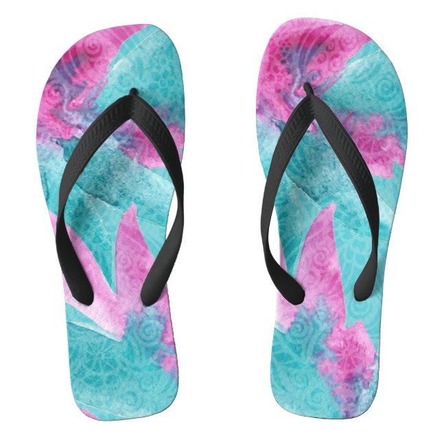 Chinelos Turquoise Pink Abstrato Havaiano (Pé da cama)