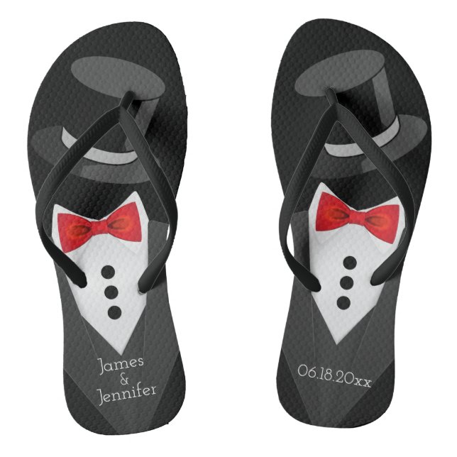 Chinelos Tuxedo do Groom Personalizado (Pé da cama)