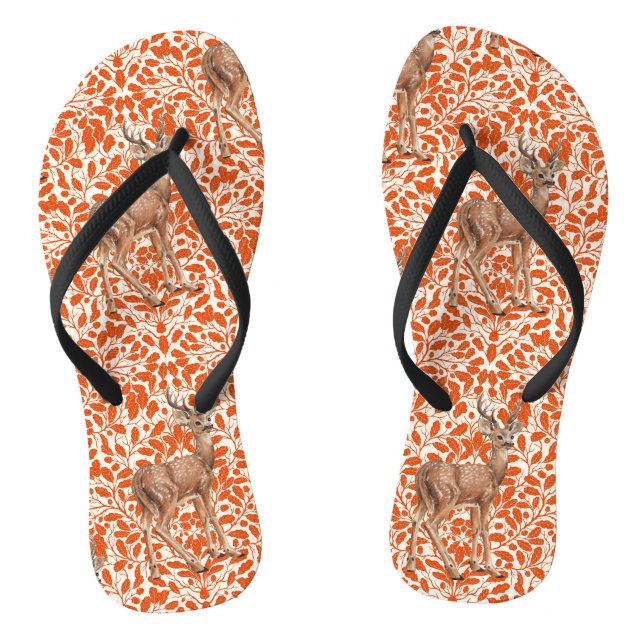 Chinelos Veado em cor damasco de carvalho decorativo em lar (Pé da cama)