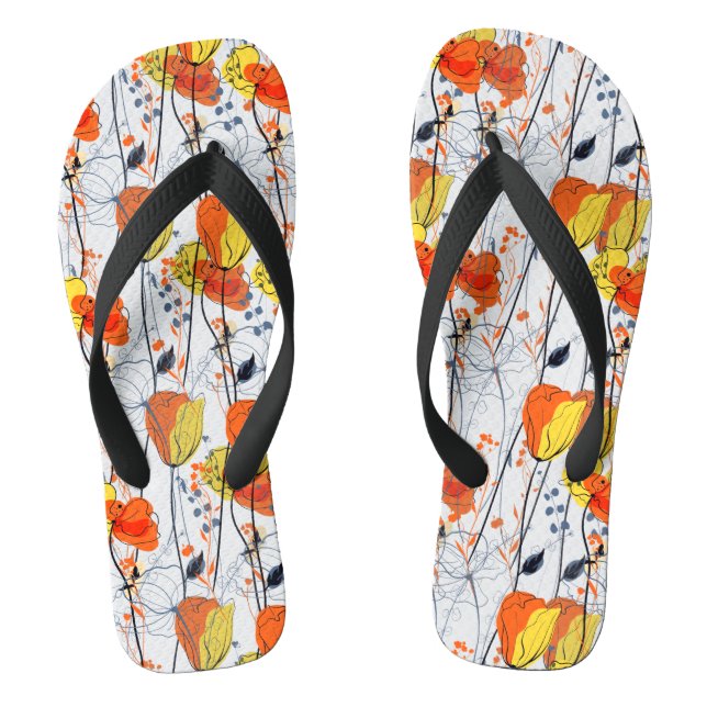 Chinelos Verão tropical | Belos Design de flores amarelas (Pé da cama)