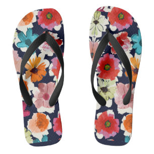 Chinelos Verão tropical   Design de florais coloridos