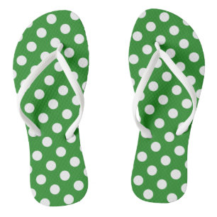 Chinelos Verde com Bolinhas Brancas