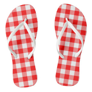 Chinelos Verificações de Gingham de tamanho grande, vermelh