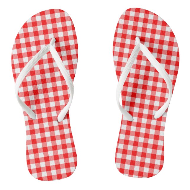 Chinelos Verificações de Gingham de Tamanho Médio Vermelho  (Pé da cama)
