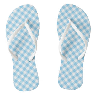 Chinelos Verificações de Gingham Diagonal Média de Azul-Beb